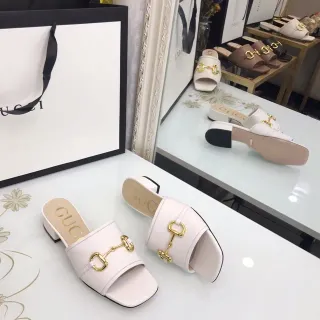 Gucci Horsebit 1955 Mulas de Cuero Ivory con Hebilla Horsebit