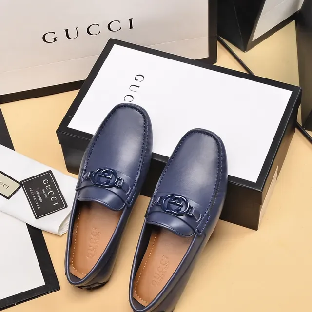 Gucci Horsebit 1955 Navy Leather Loafers 3