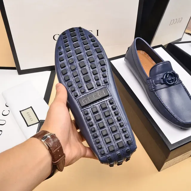 Gucci Horsebit 1955 Navy Leather Loafers 4