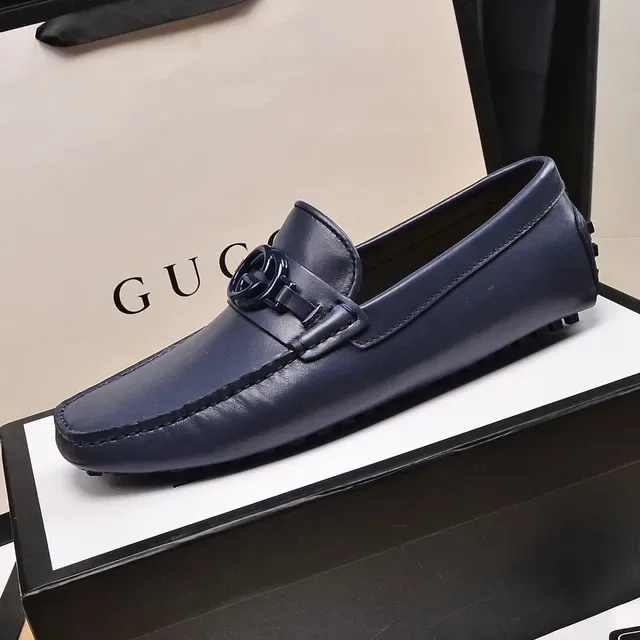 Gucci Horsebit 1955 Navy Leather Loafers 5