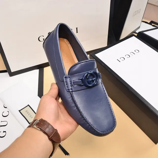 Gucci Horsebit 1955 Navy Leather Loafers 6