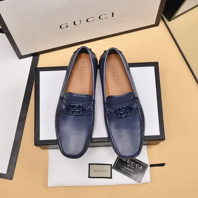 Gucci Horsebit 1955 Navy Leather Loafers 9