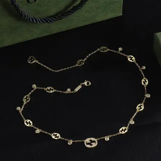 Gucci Interlocking G Pavé ক্রিস্টাল গোল্ড নেকলেস