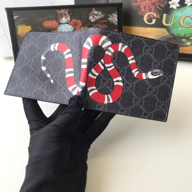 Gucci King Cobra Print GG Supreme Cartera Corta 5