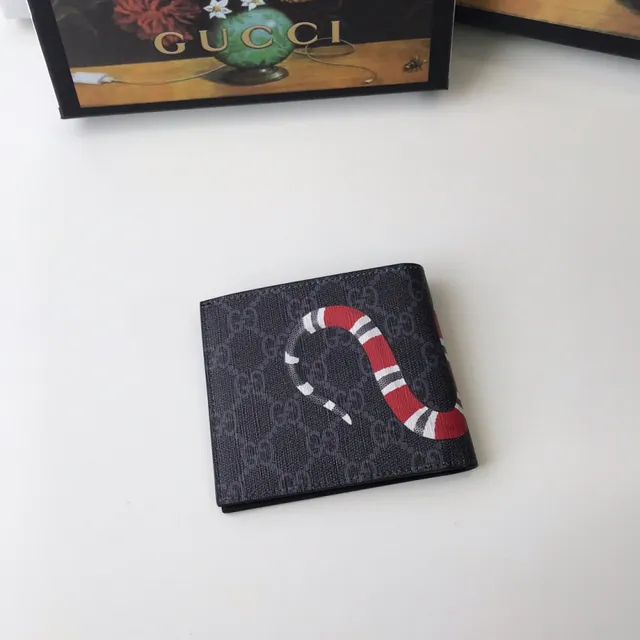 Gucci King Cobra Print GG Supreme Cartera Corta 8