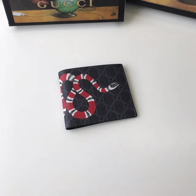 Gucci King Cobra Print GG Supreme Cartera Corta 9