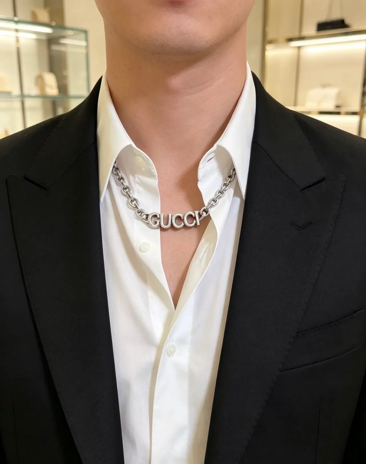 Gucci Logo Chain Silver Necklace 3