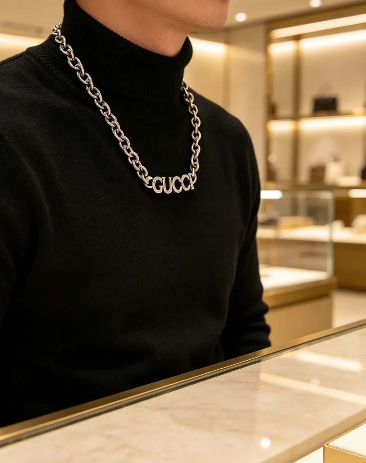 Gucci Logo Chain Silver Necklace 7