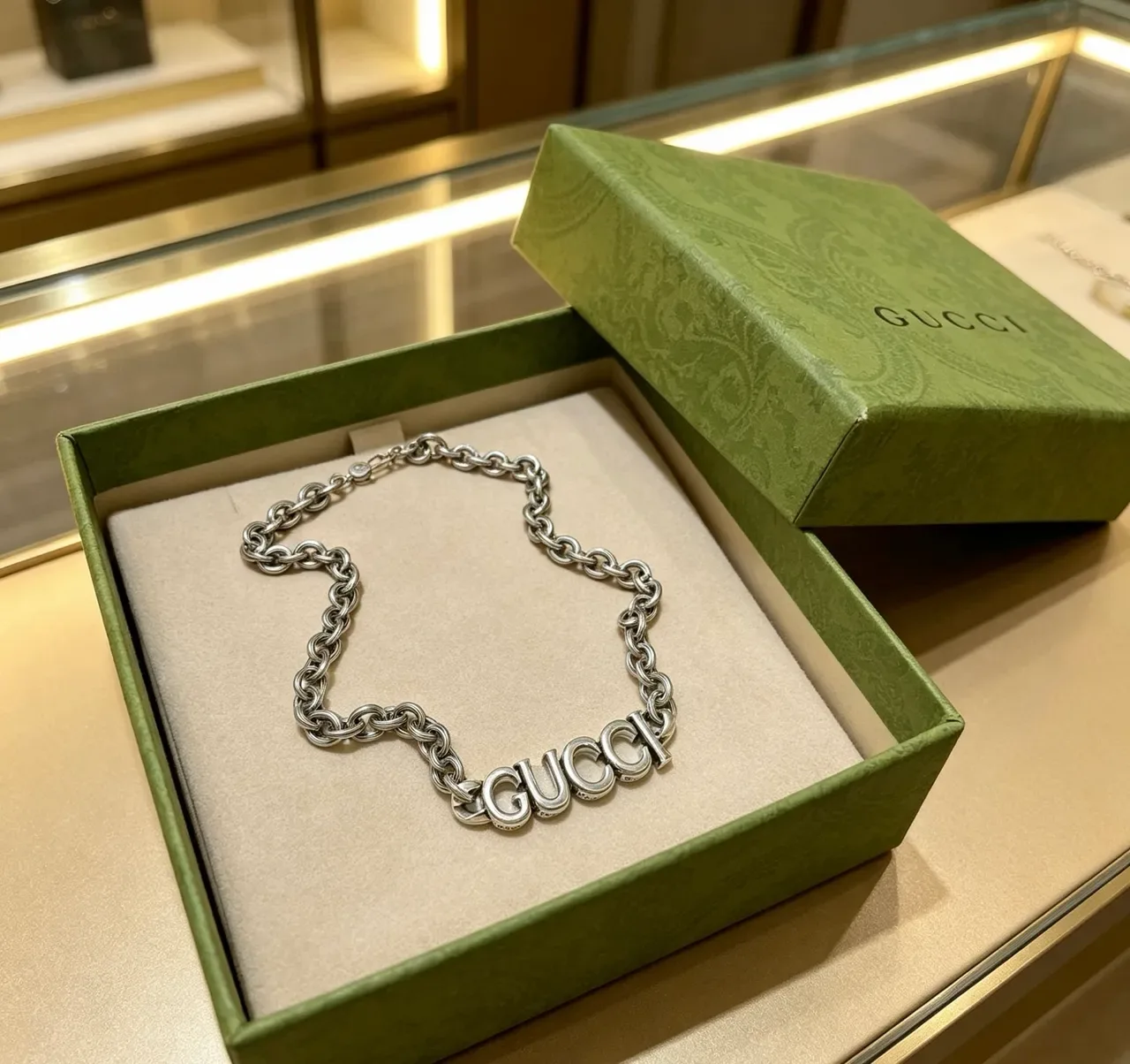Gucci Logo Chain Silver Necklace 10