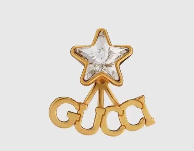 Gucci Logo Star সোনার স্বচ্ছ কানের দুল 3