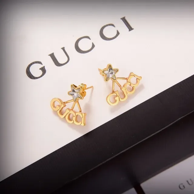 Gucci Logo Star সোনার স্বচ্ছ কানের দুল 7