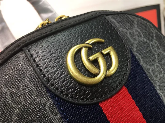Gucci Ophidia বেইজ লাল GG Monogram Canvas Web Stripe Center Mini Backpack 3