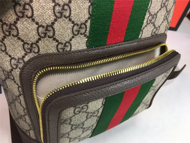 Gucci Ophidia বেইজ লাল GG Monogram Canvas Web Stripe Center Mini Backpack 13