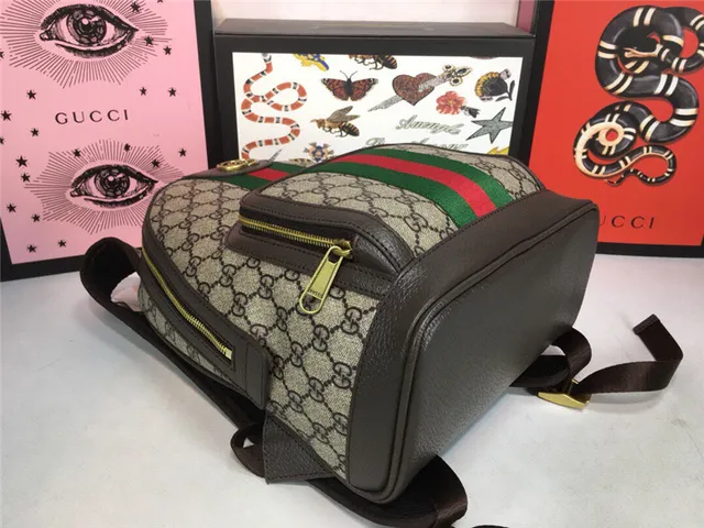 Gucci Ophidia বেইজ লাল GG Monogram Canvas Web Stripe Center Mini Backpack 14