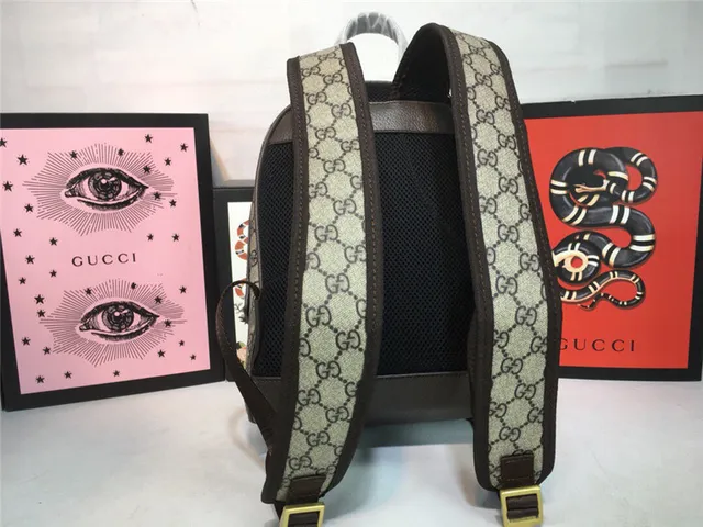 Gucci Ophidia বেইজ লাল GG Monogram Canvas Web Stripe Center Mini Backpack 16