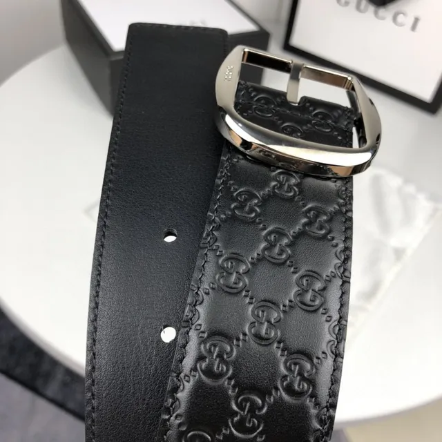 Gucci Ophidia Black GG-Embossed Leather Belt 5
