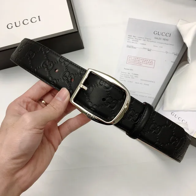 Gucci Ophidia Embossed GG Black Leather Belt 5