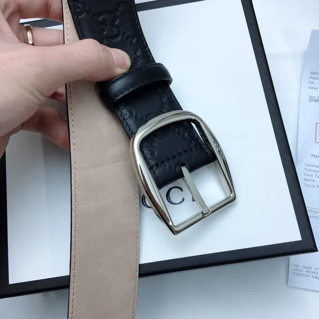 Gucci Ophidia Embossed GG Black Leather Belt 8