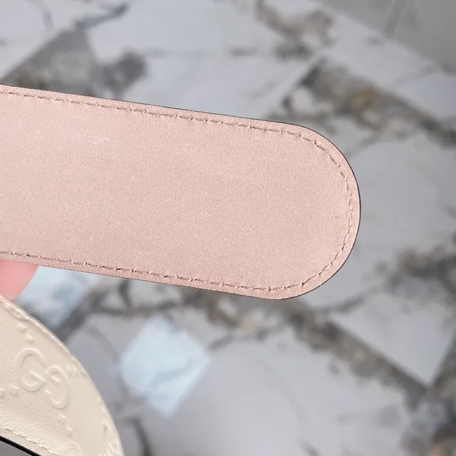 Gucci Ophidia Embossed GG Monogram Off-White Leather Belt 4