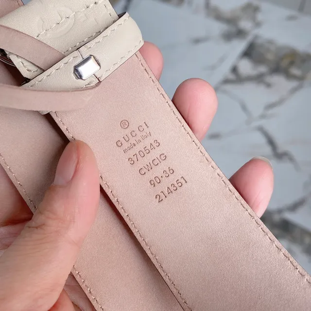 Gucci Ophidia Embossed GG Monogram Off-White Leather Belt 7