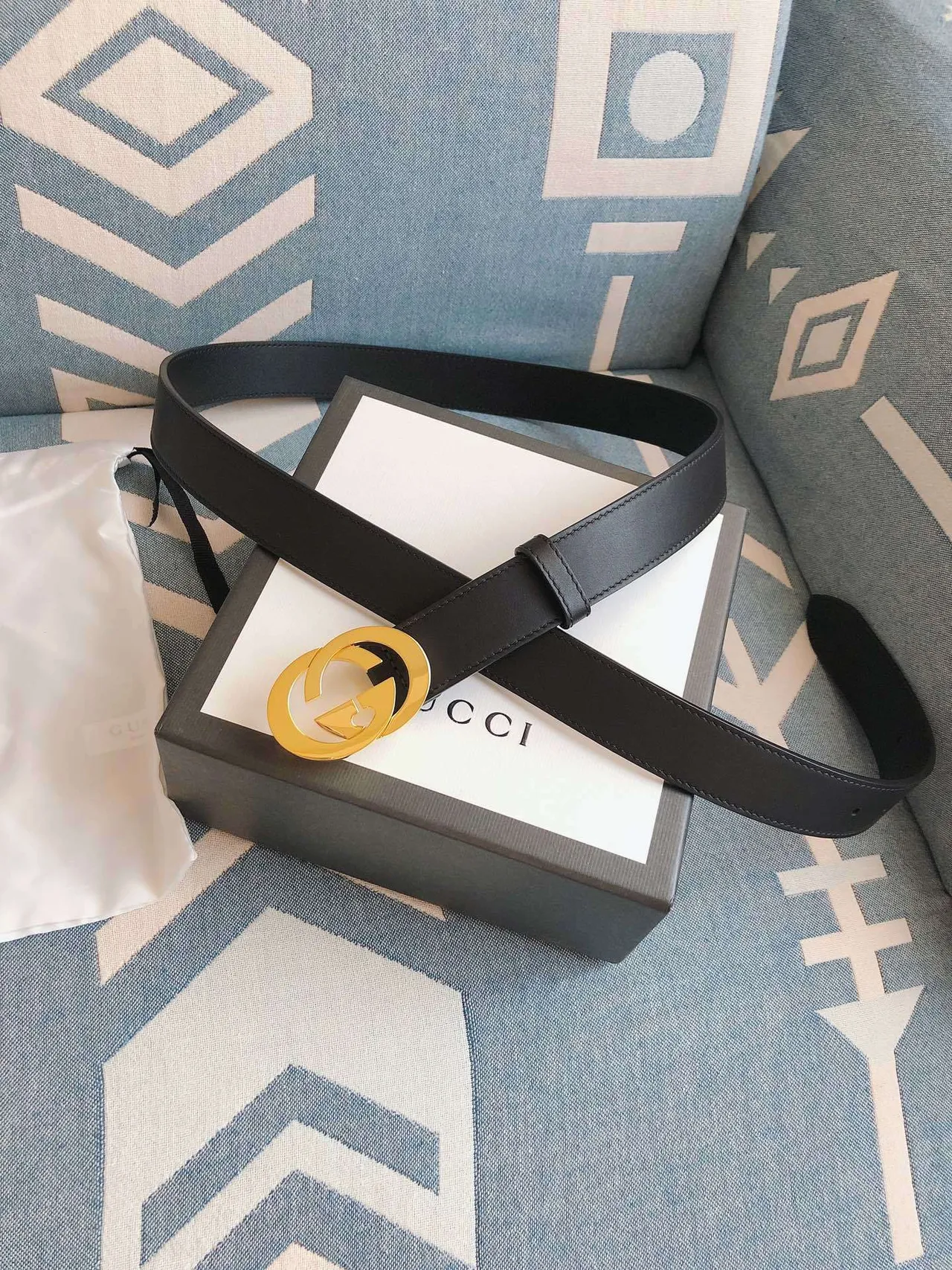 Gucci Ophidia Interlocking G Black Leather Belt 3
