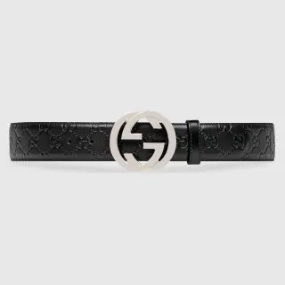 Gucci Ophidia Interlocking G Buckle حزام جلد أسود
