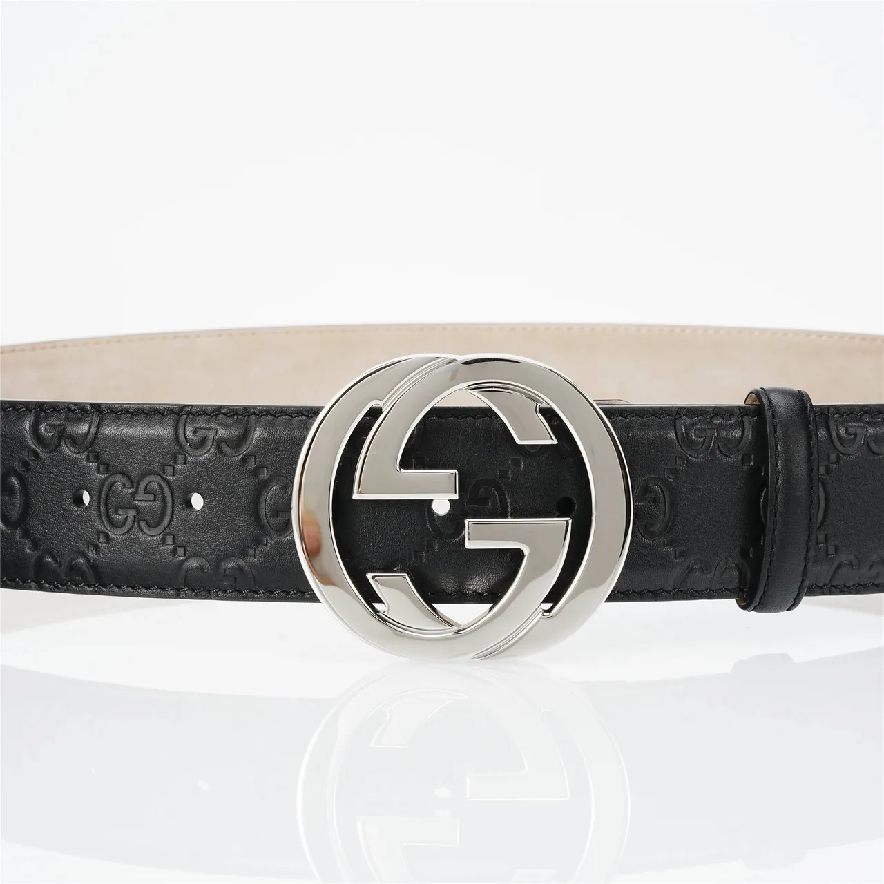 Gucci Ophidia Interlocking G Buckle Black Leather Belt 16