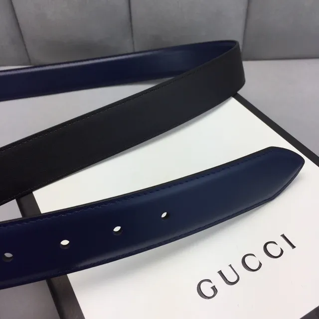 Gucci Ophidia 海军红椭圆黑色珐琅扣 interlocking G 标志 皮革腰带 7