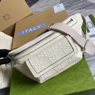 Gucci Ophidia Off-White Embossed GG Monogram Fashion Belt Bag