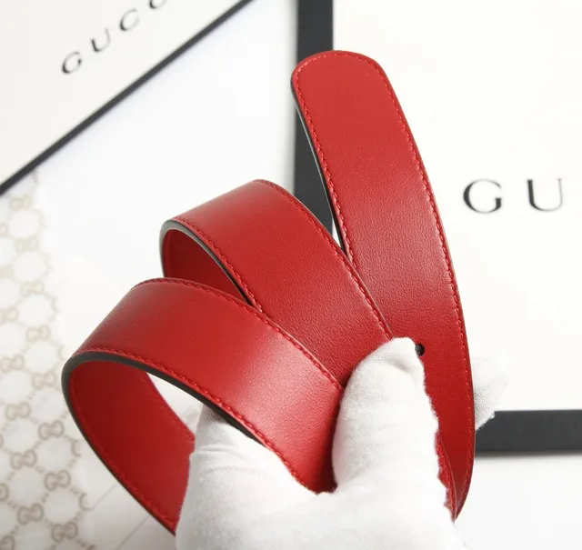 Gucci Ophidia Red Gold Interlocking G Buckle Ceinture en Cuir Lisse 8