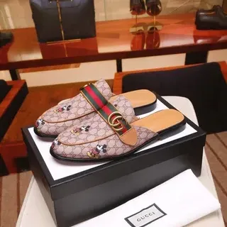Gucci Princetown Mickey Mouse GG Monogram Web Strap 乐福鞋
