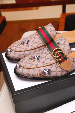 Gucci Princetown Mickey Mouse GG Monogram Web Strap Loafers 8