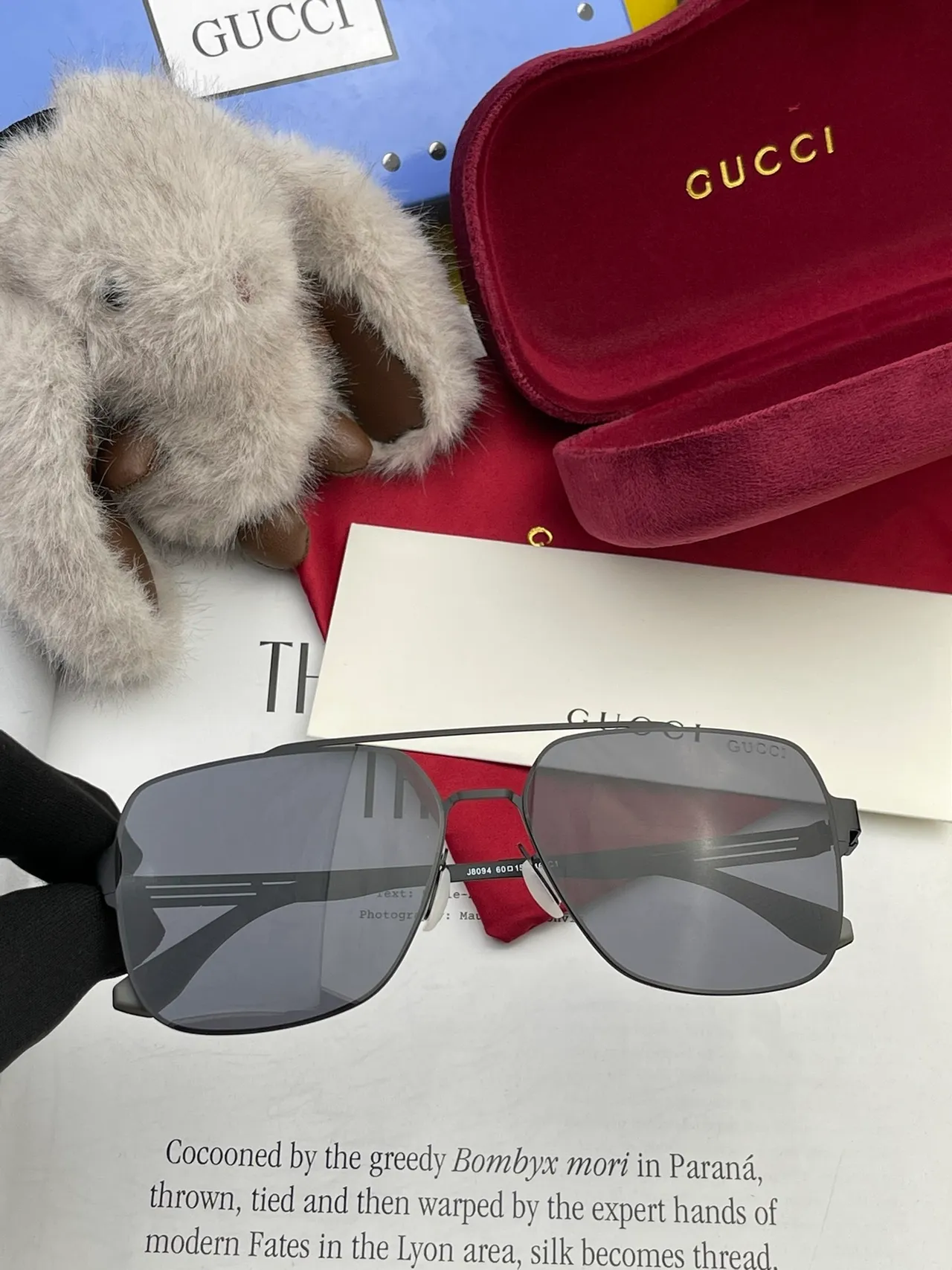 Gucci 矩形飞行员金属框渐变太阳镜 5