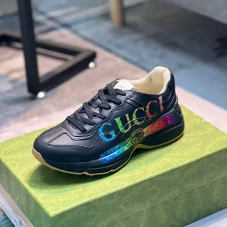 Gucci Rhyton কালো বহুবর্ণীয় ইরিডিসেন্ট Logo লাইফস্টাইল স্নিকার