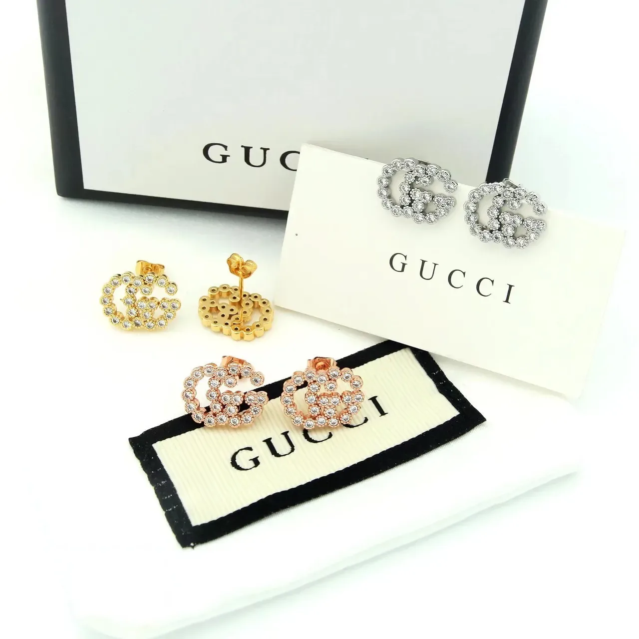 أقراط غوتشي Running G Pavé بالماس الذهب عيار 18 8