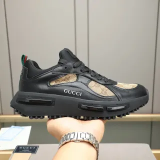 Gucci Screener Black and Beige GG Monogram Chunky Sneakers