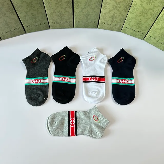 Gucci Screener 黑色红色 踝长 针织袖口 袜子 2