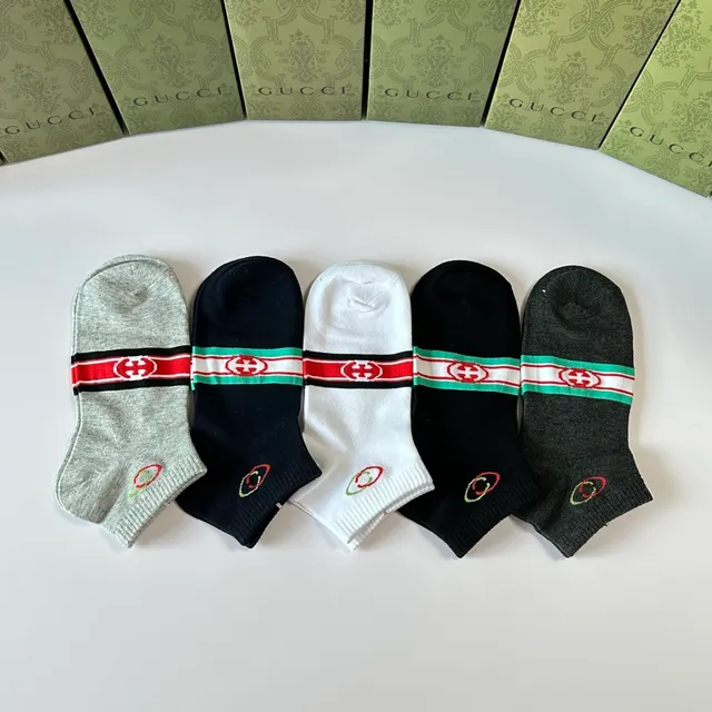 Gucci Screener 黑色红色 踝长 针织袖口 袜子 3
