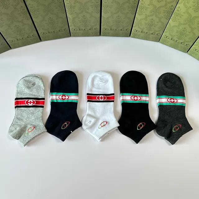 Gucci Screener 黑色红色 踝长 针织袖口 袜子 4