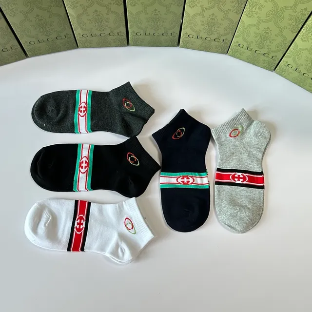 Gucci Screener 黑色红色 踝长 针织袖口 袜子 6