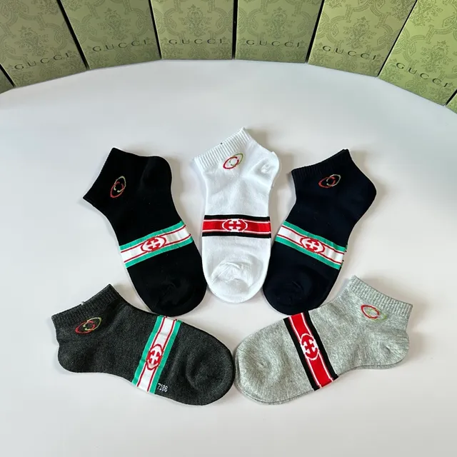 Gucci Screener 黑色红色 踝长 针织袖口 袜子 8