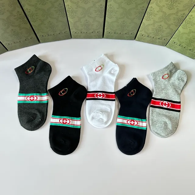 Gucci Screener 黑色红色 踝长 针织袖口 袜子 9