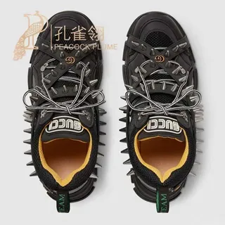 Gucci Screener Black Silver Spiked Strap Ridged Sole Chunky Sneakers 6