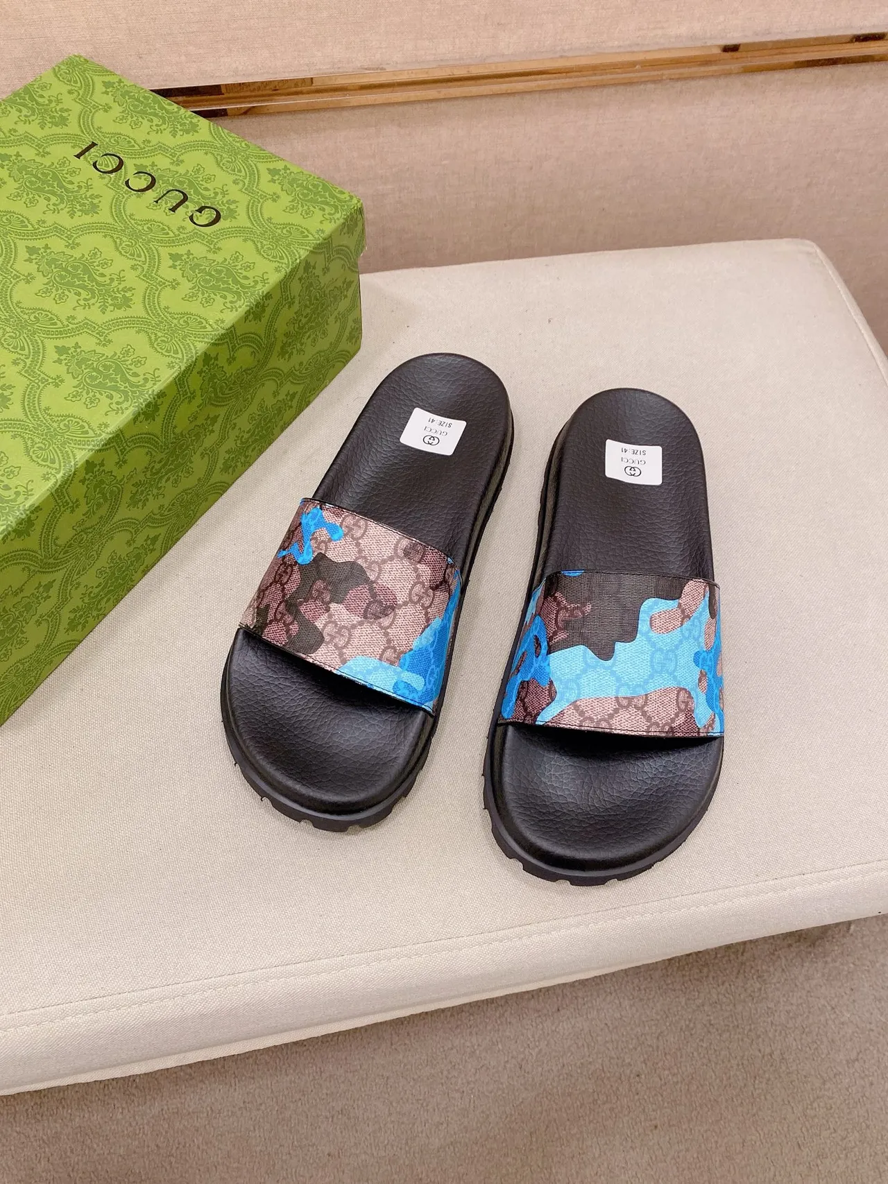 Gucci Screener Monogramme Camo Chaussons à glisser 7