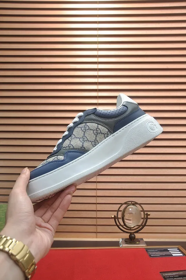 Gucci Screener Navy and Beige GG Monogram Tênis Lifestyle 5