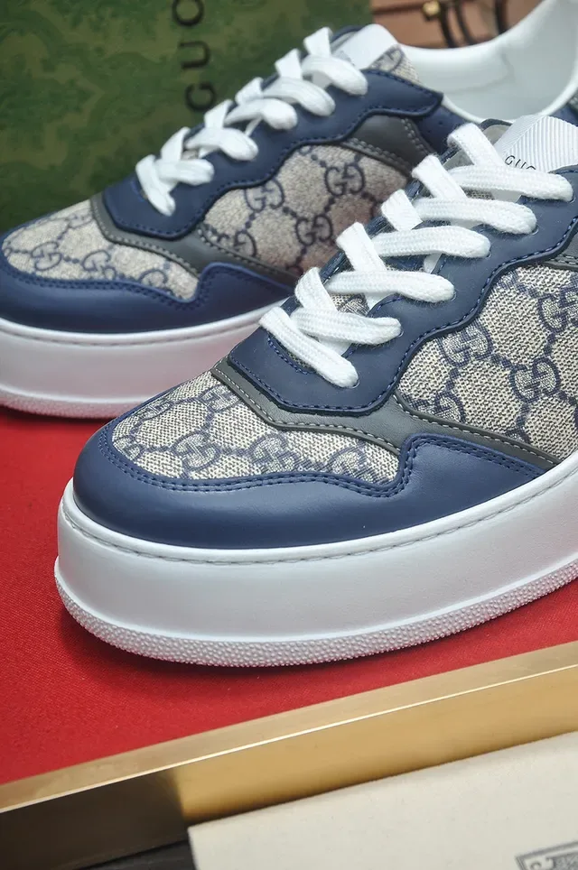 Gucci Screener Navy and Beige GG Monogram Tênis Lifestyle 8