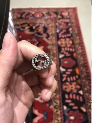 Gucci Screener Silver Wide Band Engraved Floral Motifs Ring 2
