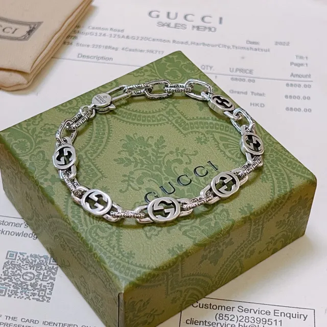 Gucci Argent Noir Interlocking G Motif Chaîne Ornée 2