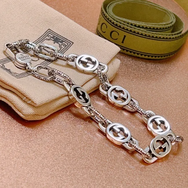 Gucci Argent Noir Interlocking G Motif Chaîne Ornée 6