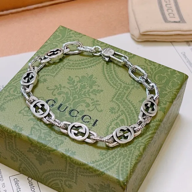 Gucci Argent Noir Interlocking G Motif Chaîne Ornée 9